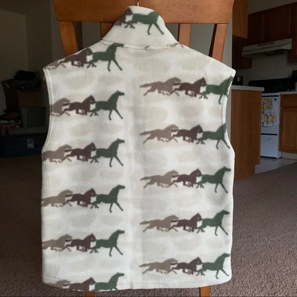Vintage Fleece Polartec Horse Pattern Vest Small S - Picture 2 of 3